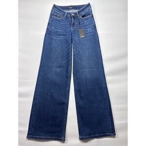 NWT ONESO Women's Mid Rise Wide Leg Blue Denim Jeans - Size 24 (24x31)